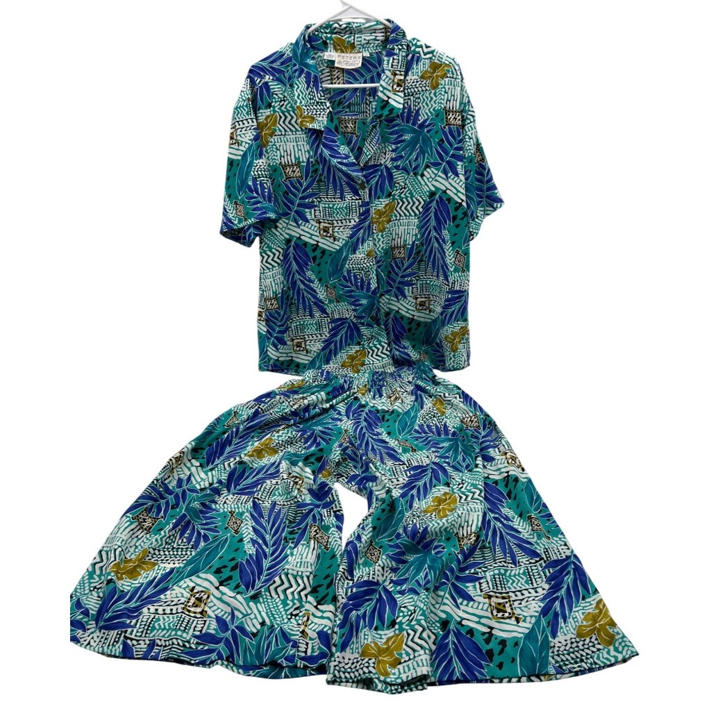 Peters & Ashley Women's Vintage 2-Piece Set Size 12 Large Tropical Print
